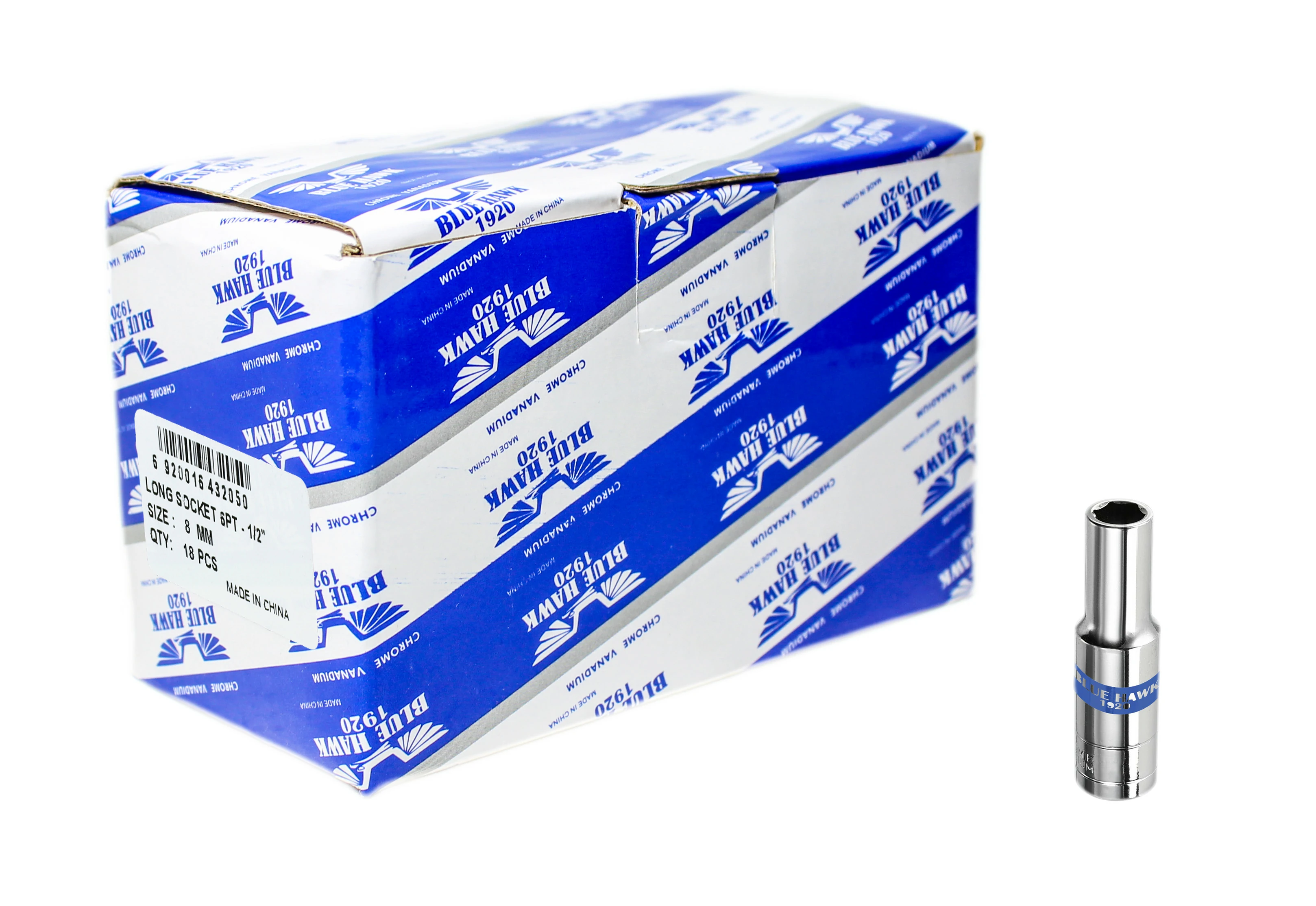 Deep Socket 6PT Blue Hawk - MM 1/2"*8